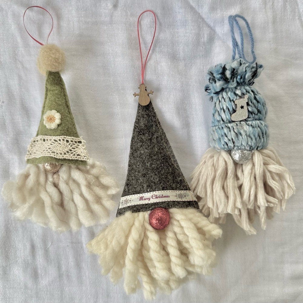 3-Pack Christmas Gnome Ornament Set, Rustic Farmhouse Holiday Festive Decor